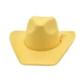 Sombrero de vaquero de ante amarillo detalle, elegante fedora estilo western con borla. - Amarillo tierno