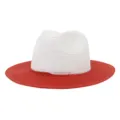 Stylish color-blocked straw fedora hat for men and women, perfect for outdoor summer travel. - Adjustable / Color 7