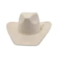 Primer plano del sombrero de vaquero western de ante beige con cuerda y borla. - Beige