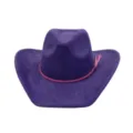 Sombrero de vaquero de ante morado con elegante banda de borlas trenzadas de color rosa. - Púrpura profundo
