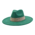 Groene suède fedora hoed vrouwen mannen brede rand jazz hoed vintage stijl winter hoed - M (56-58cm) / Groen