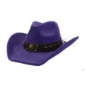 Sombrero de vaquero de ante violeta ala ancha sombrero fedora western moda fiesta disfraz - 58cm / Púrpura profundo