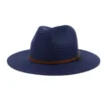 Blauwe Fedora Strohoed Zomer Strand Zonnehoed Mannen Vrouwen Casual Geweven Zonwerend - 58cm / Marineblauw