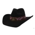 Black cowboy hat for women men western cowgirl hat wide brim jazz cap with leather band - 58cm / Black