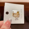 Fashion zircon clover open ring luxury minimalist gold finger ring jewelry accessory - #3 Three-Leaf Flower Open Ring (Thick Real Gold Plated)