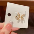 Gold zircon butterfly open ring minimalist fashion jewelry elegant gift design accessory - No. 18 Silver Butterfly Open Ring (Thick Real Gold Plating)