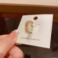 Gold baguette cubic zirconia open ring, elegant minimalist fashion jewelry variant. - No. 28 Double-Layer White Zirconia Open Ring (Thick Real Gold Plating)