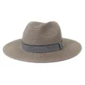 Chapeau de paille Fedora classique avec ruban rayé noir et blanc pour le soleil d'été. - Réglable / Vieux rose