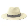 Chapeau de paille Fedora classique pour voyage en plein air d'été et style plage. - Réglable / Beige