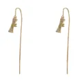 Boucles d'oreilles pendantes bambou plaqué or avec oxydes de zirconium brillants femme. - Or
