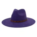 Sombrero fedora de ante violeta para hombre y mujer, gorro de jazz de ala plana con tachuelas. - 58cm / Púrpura profundo