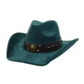 Sombrero de vaquero occidental de ante sintético verde oscuro con banda de tachuelas. - 58cm / Verde Oscuro