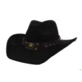 Sombrero de vaquero occidental negro de ante suave con banda de cuero y detalles metálicos. - 58cm / Negro