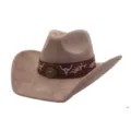 Wide brim faux suede cowboy hat for women men western vintage fedora jazz cap winter - 58cm / Dusty Pink