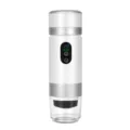 Portable electric espresso maker, white and silver USB rechargeable travel coffee machine. - White