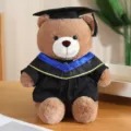Afstuderen teddybeer pluche speelgoed schattige bruine knuffel academische pop student - Blauwe V-hals + zwarte kleding