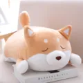 Cute sleeping Shiba Inu plush toy soft dog hugging pillow stuffed animal gift variant - 35CM / Brown Squinting Eyes
