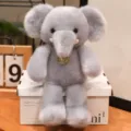 Cute grey plush elephant toy soft stuffed animal doll desktop ornament birthday gift - Elephant