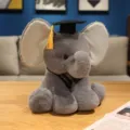 Cute grey elephant plush toy with graduation cap, perfect student graduation gift. - Doctor Elephant / 28cm / Gray
