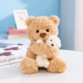 Schattige moeder en kind teddybeer pluche knuffel, zachte schattige metgezel voor kinderen. - Lichtbruine moeder- en babybeer