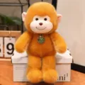 Cute orange plush monkey toy stuffed animal doll with cute pendant for kids birthday gift room decor. - Monkey