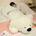Giant white plush bear stuffed animal pillow, soft cute sleeping companion doll for girls. - Pearl White Bear / 80cm (0.9kg)