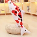 Simulation koi fish plush toy pillow, soft stuffed animal doll for home decor and gifts. - White Red Black / 16cm