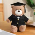 Schattige afstudeer teddybeer knuffel met afstudeerhoed en toga, perfect studentencadeau. - Gouden gesp + Zwart pak