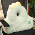 Cute dinosaur office lumbar pillow and nap cushion with breathable hole, striped velvet fabric. - Dinosaur