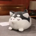 Cute chubby husky plush toy soft stuffed animal pillow for kids girls sleeping companion gift - 30cm / Dark Gray