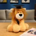 Graduation lion plush toy with academic cap, cute stuffed animal gift for grads. - Doctor Lion / 28cm / Yellow