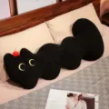 Black cat long body pillow, soft plush cute cartoon caterpillar bed cushion for girls sleep. - Black Cloud Cat / 90cm
