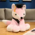 Cute pink fox plush toy with graduation cap and ribbon gift for students celebration - Doctor Fox / 28cm / Pink White
