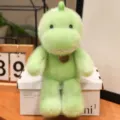 Green plush dinosaur toy soft stuffed doll cute desktop ornament companion gift for kids - Dinosaur