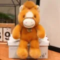 Brown plush pony toy cute desktop companion doll fluffy stuffed animal birthday gift for kids - Horse