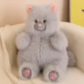 Fluffy plush cat toy, soft stuffed animal doll, cute gray kitten gift for kids sleeping pillow - Gray / 40CM
