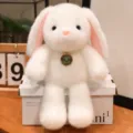 Cute white plush rabbit toy with pink ears, soft stuffed animal doll for kids birthday gift - Rabbit