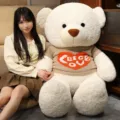 Giant stuffed teddy bear with cute knit sweater, oversized soft plush toy for girls and kids. - 80cm / White Bear - Sweater Style