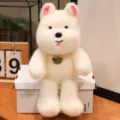 Cute white plush puppy toy with pink tongue desk companion soft stuffed doll ornament - Westie