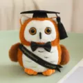 Bezaubernder Abschluss-Eule Plueschtier mit Doktorhut und Schleife fuer Studenten. - Schwarze Schärpe Modell / 16cm (Anhänger)