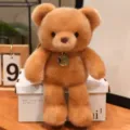 Cute brown plush teddy bear doll soft desktop ornament toy for kids birthday gift. - Bear