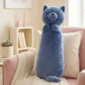 Cute blue cat long plush body pillow for sleeping, soft huggable stuffed animal toy for girls. - 60CM / Blue Cat