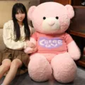 Giant pink teddy bear plush toy with pink sweater, cute stuffed animal gift for girls. - 80cm / Pink Bear - Sweater Style