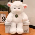 Cute white plush sheep stuffed toy with lovely horns and metal pendant for kids and girls. - Sheep