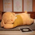 Giant Stuffed Dog Plush Toy Cute Sleeping Puppy Pillow Yellow Sweater Soft Hugging Doll - Brown Dog / 80cm