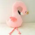Soft pink flamingo plush pillow detail, cute stuffed animal toy with golden crown. - Light Pink / 55cm (Excluding Legs) 0.5kg
