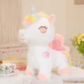 Cute unicorn plush toy with rainbow mane and pink wings, soft pillow doll for kids gift. - 35cm / Pink