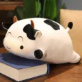 Simpatico giocattolo in peluche mucca grassa bambola cuscino per bambini sonno abbraccio regalo - Mucca con occhi socchiusi / 35 cm