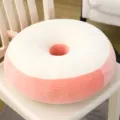 Macaron Color Donut Shaped Plush Seat Cushion Round Chair Pad White and Pink Office Decor - 40CM / White
