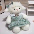 Cute white lamb plush toy with green floral dress soft stuffed animal doll for kids gift - Green Floral Dress / 40CM